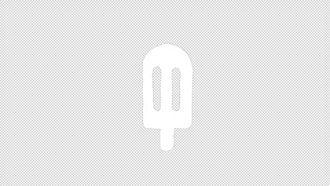 Fun simple white summer ice pop line icon animation on an alpha channel Stock Footage 276329384