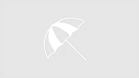 Fun simple white summer umbrella line icon animation on an alpha channel Stock Footage 276329363