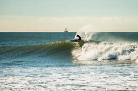 Fun sized Ventura winter waves. Stock Photos