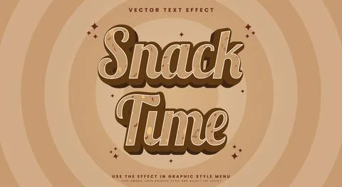 Fun Snacks Time editable text effect template Illustrazione stock
