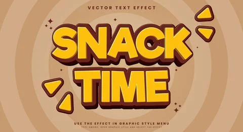 Fun Snacks Time editable text effect template Illustrazione stock