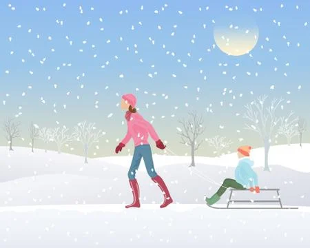 Fun in the snow Stock Illustration