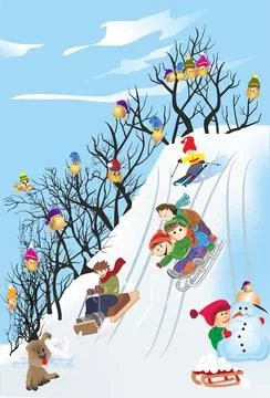 Fun in the snow, Stock Illustration