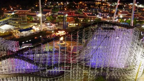Fun Spot Roller Coaster Climb Stock Footage 102389128