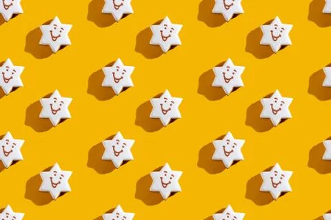 Fun star pattern orange seamless background white Stock Photos