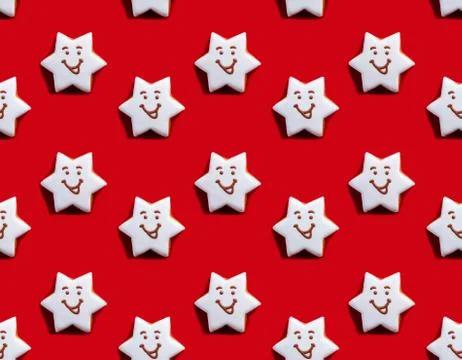 Fun star pattern red seamless background white Stock Photos