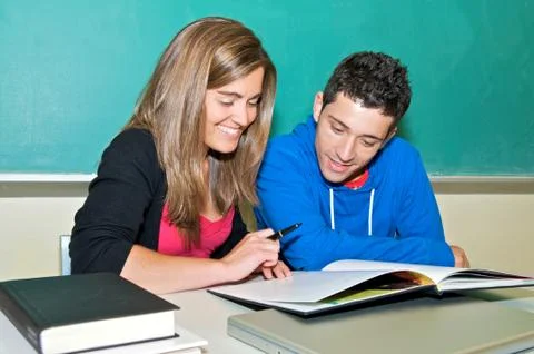 Fun students studying Stock Photos