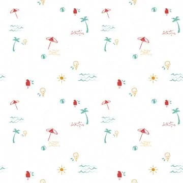 Fun summer beach hand drawn seamless pattern Stock-Illustration