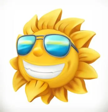 Fun summer sun. 3d vector icon Illustrazione stock