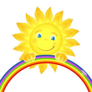 Fun sun and rainbow Stock Illustration