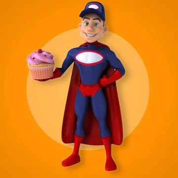 Fun superhero - 3D Illustration Stock Illustration