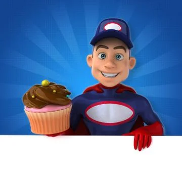 Fun superhero - 3D Illustration Stock Illustration