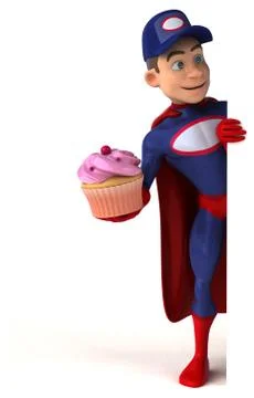 Fun superhero - 3D Illustration Stock Illustration
