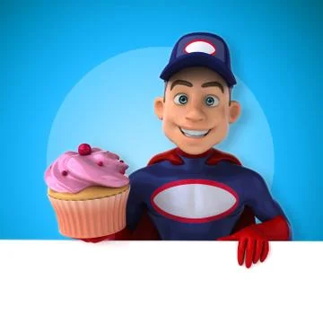 Fun superhero - 3D Illustration Stock Illustration