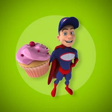 Fun superhero - 3D Illustration Stock Illustration