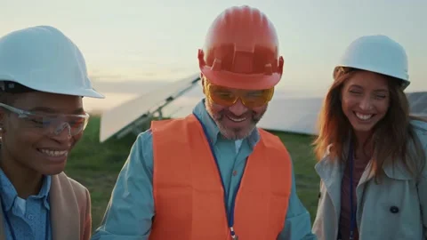Fun team of professional male engineer a... | Stock Video | Pond5