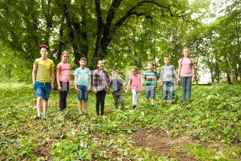 Fun time for children in summer camp Stock Photos