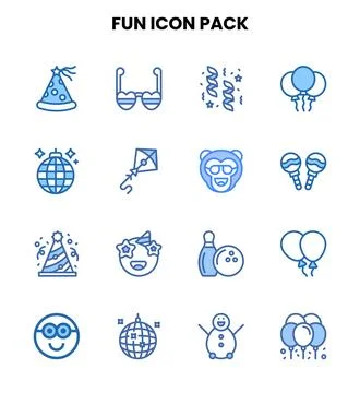 Fun Two Colour Vector Icons Pack Stock Illustration