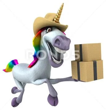 Fun unicorn - 3D Illustration Stock Illustration