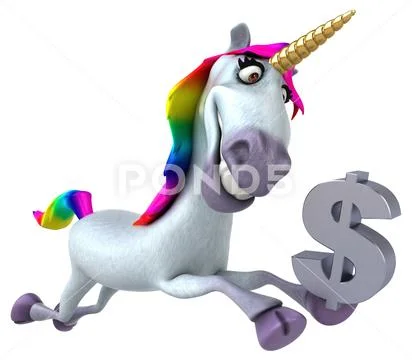 Fun unicorn - 3D Illustration Stock Illustration