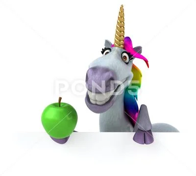 Fun unicorn - 3D Illustration Stock Illustration
