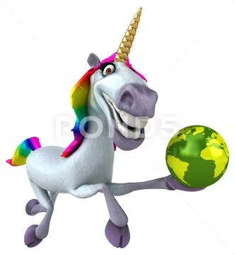 Fun unicorn - 3D Illustration Stock Illustration