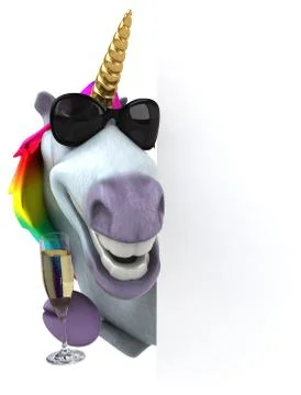 Fun unicorn - 3D Illustration Stock Illustration