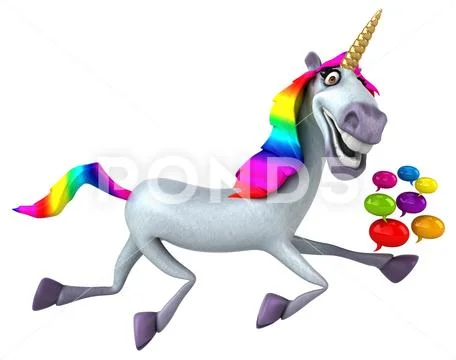 Fun unicorn - 3D Illustration Stock Illustration