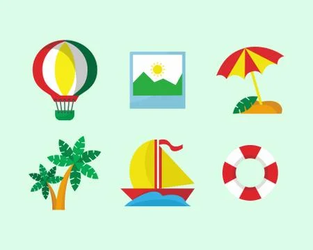 Fun Vacation Icon Set Stock Illustration
