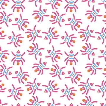 A fun Vector seamless pattern of colored abstract geometric shapes animals .. Stock Illustration