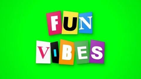 Fun Vibes Colorful Text Animation on Green Screen Background. Stock Footage 333155986