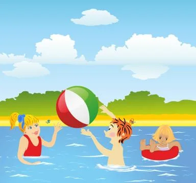 Fun in the water Stock Illustration