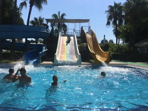 Fun in waterslide Stock Photos