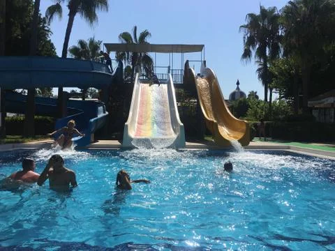 Fun in waterslide Stock Photos