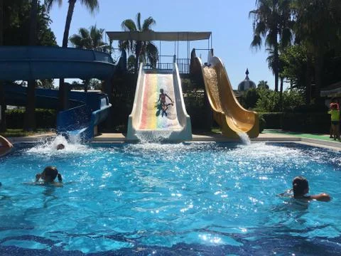 Fun in waterslide Foto stock