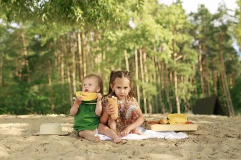 A fun weekend with a trip to the coast. Stock Photos