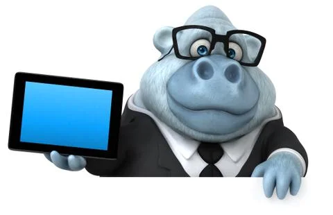 Fun white monkey - 3D Illustration Illustrazione stock