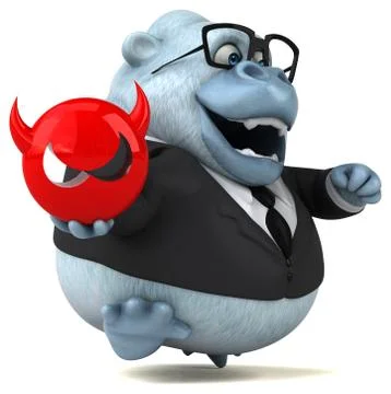 Fun white monkey - 3D Illustration Illustrazione stock