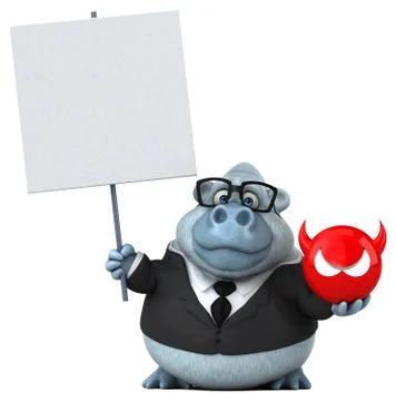 Fun white monkey - 3D Illustration Illustrazione stock