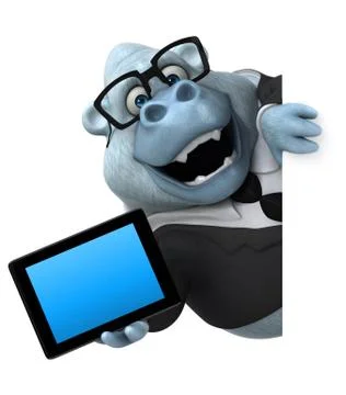 Fun white monkey - 3D Illustration Stock Illustration