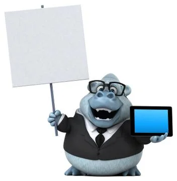 Fun white monkey - 3D Illustration Stock Illustration