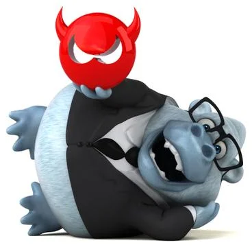 Fun white monkey - 3D Illustration Illustrazione stock