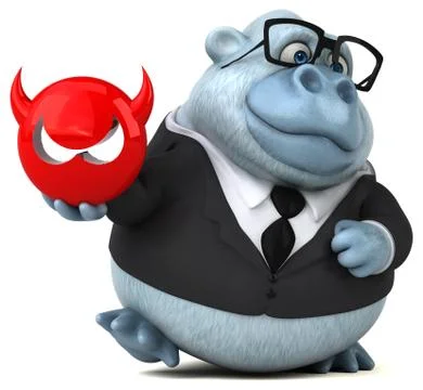 Fun white monkey - 3D Illustration Stock Illustration