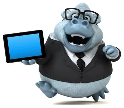 Fun white monkey - 3D Illustration Stock Illustration