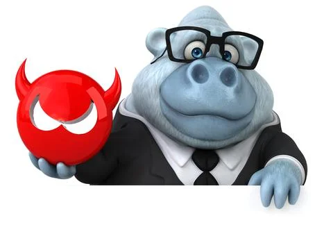 Fun white monkey - 3D Illustration Illustrazione stock