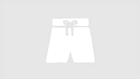 Fun white swimming trunks summer line icon animation on an alpha channel Stock Footage 276329347