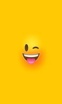 Fun wink yellow 3d smiley face vertical background Stock Illustration
