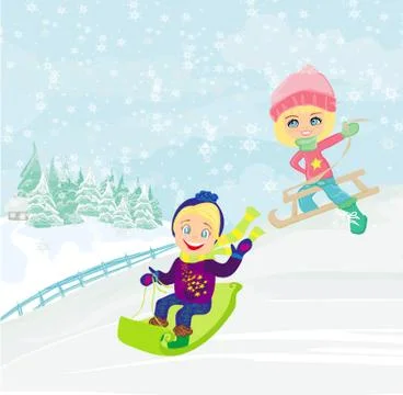 Fun in the winter day Stock Illustration