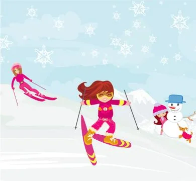 Fun in the winter day Stock Illustration