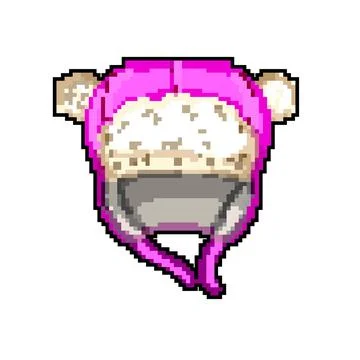 Fun winter hat kid game pixel art vector illustration Stock Illustration